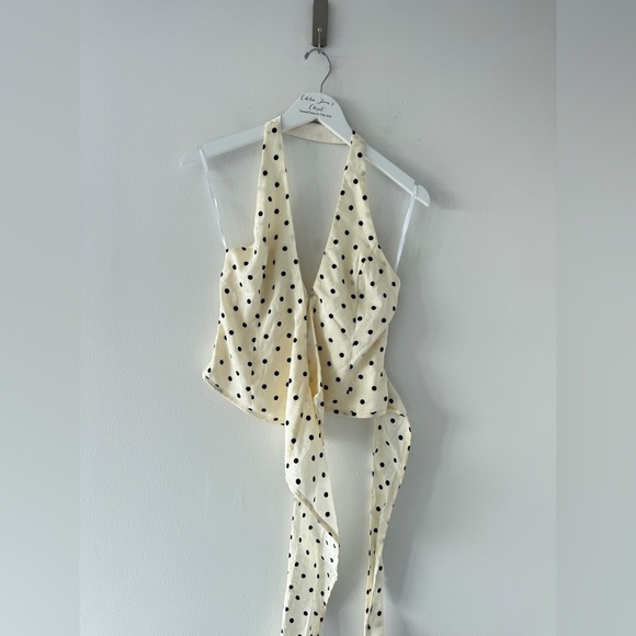 PRINCESS POLLY Beffanie Halter Wrap Polka Dot Blouse 4 - Picture 7 of 10